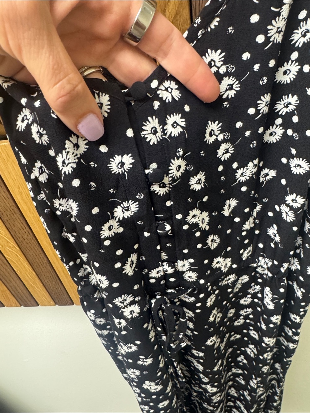 Rails Frida Black Dotted Daisy High Low Midi Dress, size L - Picture 5 of 7